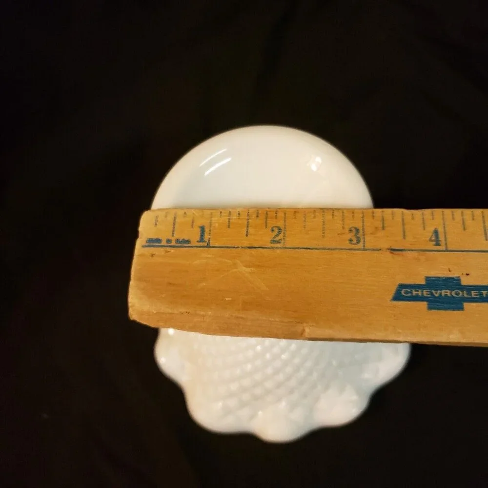 Vintage Milk Glass Diamond‎ Point Hobnail Vase Bowl Candy Dish Mid Century 4.5